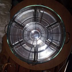 A Olive And Pickle Holder, Crackers,With Dip Bowl. On A Lazy Susan