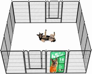 FXW Rollick Dog Playpen, Indoor, Yard & RV Camping, 45" H, 16 Panels Easy setup, Heavy-duty, DIY layouts, for Large Dogs, Patented