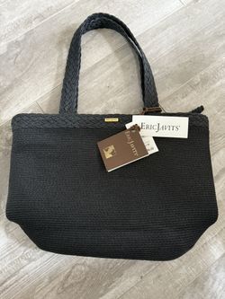 New With Tags Eric Javits Braid Zip Tote Black