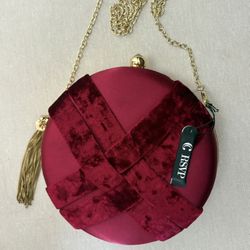 Red Velvet / Satin Evening Bag Purse 