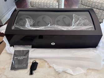 Dark brown auto Watch Winder, Watch Winders with 8 Winder Positions, 9 Storage Spaces, Super Quiet