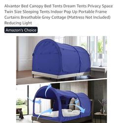 Twin Size Bed Privacy Tent- Blue 