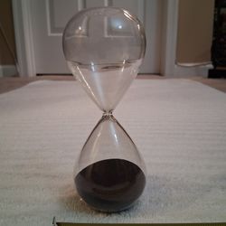 Glass Hourglass with Black Sand 6" X 2.5"