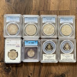 Lot 8 American Coins Certified: Beautiful American Silver Coins