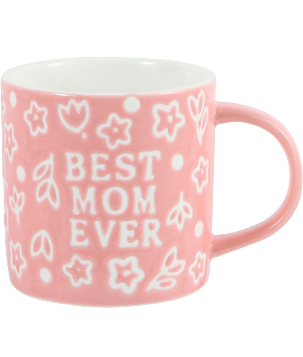 Gifts for Mom - Mothers Day Birthday Gifts for Mom - Best Mom Mug Gifts for Mom - Best Mom Ever Floral Embossed Pattern Ceramic Coffee Mug