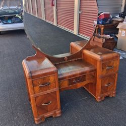 1928 Antique Vanity With Original 16- Sided  Mirror.