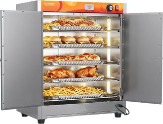 CAMMOO 133Qt 5-Tier 900W Electric Food Warmer with LED Light and 304 Blued Stainless Steel Heating Element, Commercial-Graded All Stainless Steel, Adj