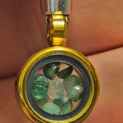 14k Gold Filled Pendant Natural Green Emerald (Beryl) 