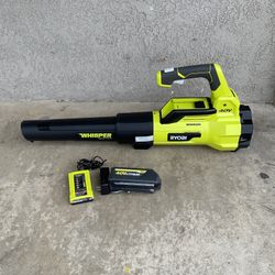 RYOBI 40V 112 MPH 550 CFM Cordless Battery Variable-Speed Jet Fan Leaf Blower Kit.