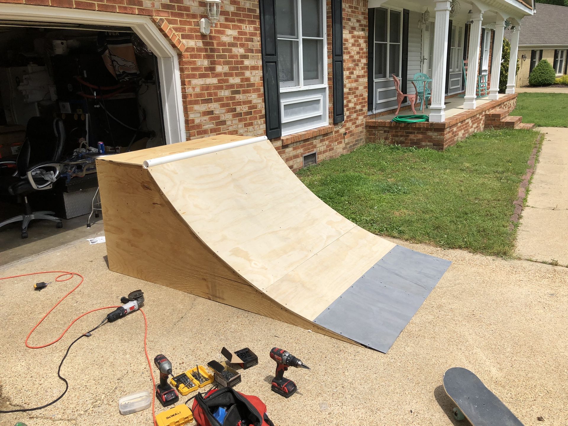 Skate board or bmx quarter pipe built to your comfort level