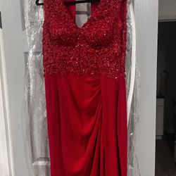 bright red dress