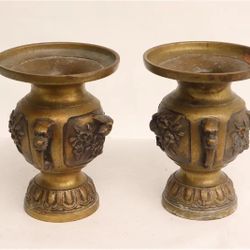 Pair antique Japanese shakudo vases