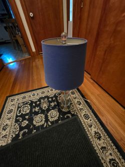 Glass Ball table lamp with blue shade