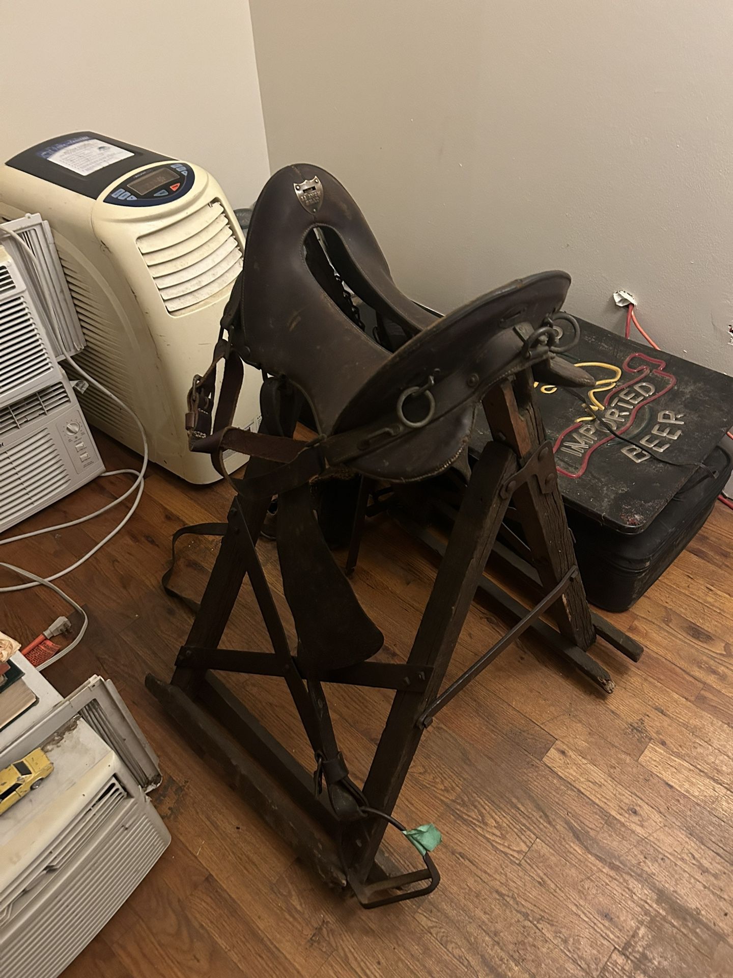 Antique Millitary Saddle With Stand