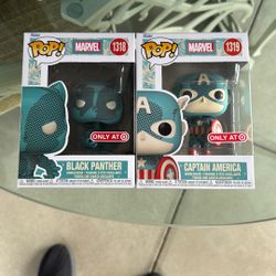 Funko Pop Marvel Retro Black Panther And Captain America Exclusive Set