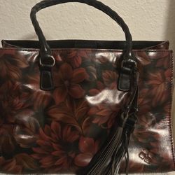 Patricia Nash Floral Shoulder Bag – Red & Brown 🌺