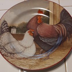 Set Of 4 Chicken Rooster Plates