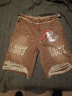 Lost Intricacy Dark Brown shorts size 38 denim jeans 100% Authentic Guaranteed