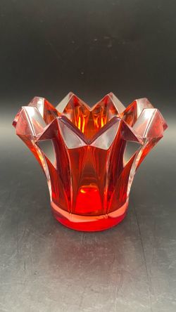 VTG Mikasa Skyline Red Lead Crystal Votive Candle Holder w/Original Tag