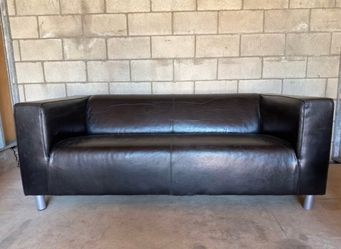 IKEA KLIPPAN Black 100% Leather Loveseat  Sofa – Great Condition!