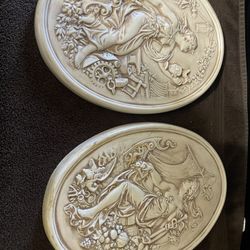 Vintage Large Handmade Ceramic Wall Plaques