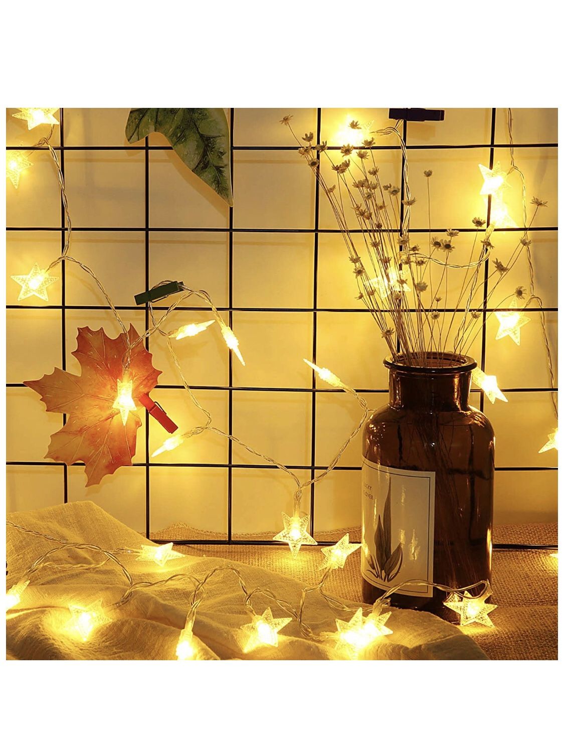 50 LEDs Star Fairy Lights 16.4ft String Battery Operated Twinkle Warm White