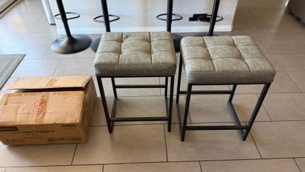 Yaheetech Set of 4 24IN Backless Upholstered Bar Stools for Kitchen Counter