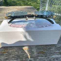 Diamond Cut Cartier Glasses W Black Buffalo Sticks