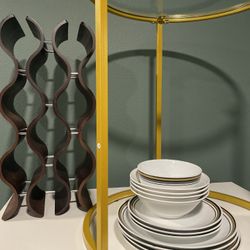 Wine Holder, Plates And Table 