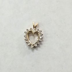 14kt Gold Small Diamond Heart Charm