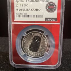 2019 S Perfect Graded Apollo 11 50th Anniversary Half Dollar Graded By NGC At PF70 C-1