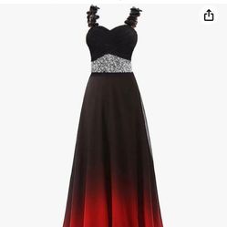 New Black Red Sequin Dress With Flowery Strap Size 6 Buy Can Fit Bigger As It Has A Tie Back 