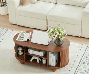 Coffee Table with Storage & Sliding Doors