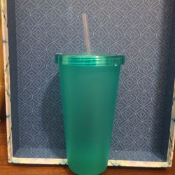 3, 24oz Green Plastic Tumbler