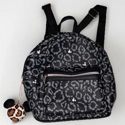 Leopard print Disney Mini Backpack with Silver Accents