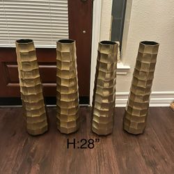 New Metal Gold Vases Set Of Four