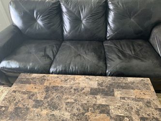 Living room leather, sofa and coffee table, 2 sides, like new, 350 dollars