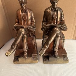 Antique Pair Of Bronze Abraham Lincoln Book Ends