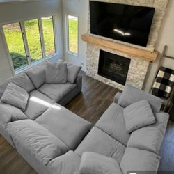 Grey Cloud Modular Sectional Couch Sofa Feathered 5pc
