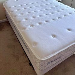 Queen Sealy Posturepedic Mattress, Boxspring and Metal Bed Frame