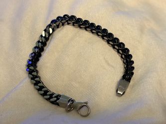 Cuban sterling silver and black bracelet for men