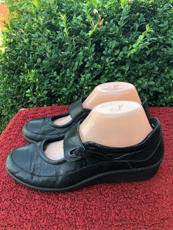 Arcopedico Womens Black Leather Flat Mary Jane Shoes Size 38/7.5US