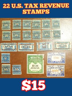 (22)U.S. Internal Revenue Tax Stamps + CA Tax Stamps (22)