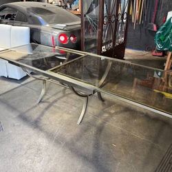 Antique Large Glass heavy Expandable Fining Room Table 