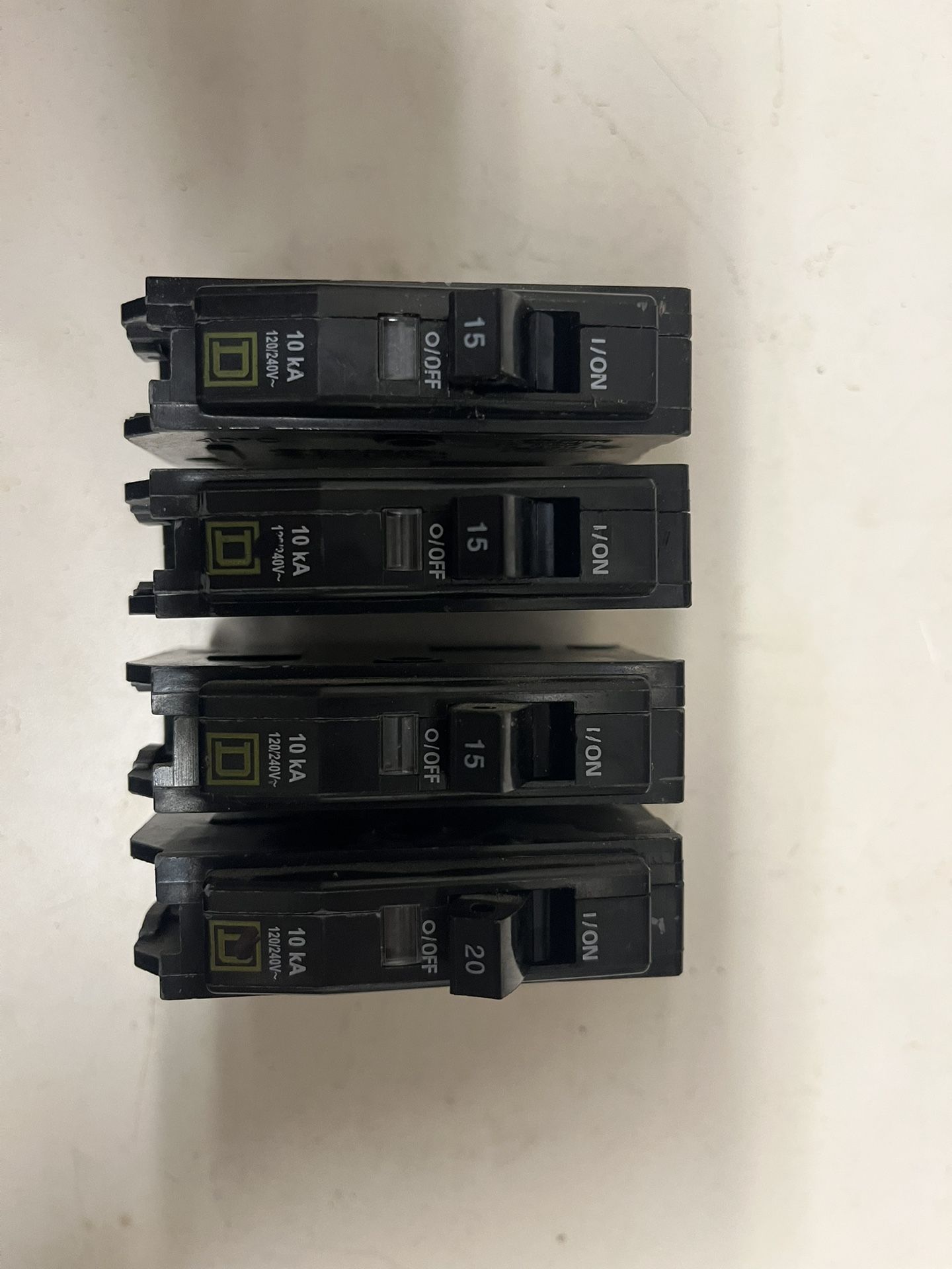 Square D Breakers (x3 15 Amp / x1 20 Amp)