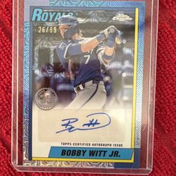  Bobby Witt Jr. 2025 Topps Chrome 1990 Topps Baseball Autograph /99 Kansas City Royals