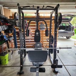 | Smith Machine 1001 | Squat Rack | 230lbs Bumper Weight Plates | Multi-Use Adj Bench | Barbell | Gym Equipment | Fitness | Excercise | FREE DELIVERY 