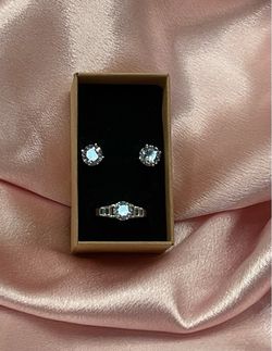 Sterling Silver by YGI Cubic Zirconia Earring and Ring Set Size 9 3/4