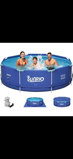 SUNRIO FRAME POOL 10 FT X 30 IN  WITH FILTER PUMP AND FLOOR COVER