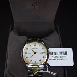 Bulova Men's Diamond Accent Date Indicator Two-Tone 42mm Watch 98D125